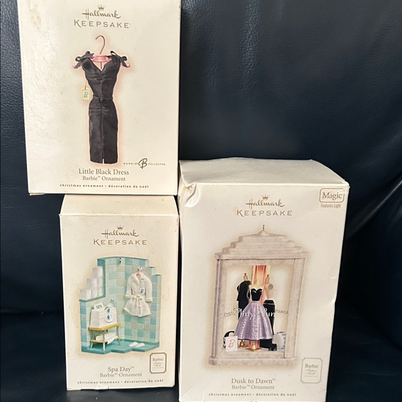 Hallmark Keepsake Barbie Ornament Trio - Black, Blue, Pink - Picture 1 of 5